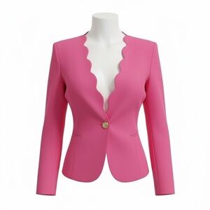 💗 Statement Pink Scalloped Blazer | Size M | ShiLong Fashion